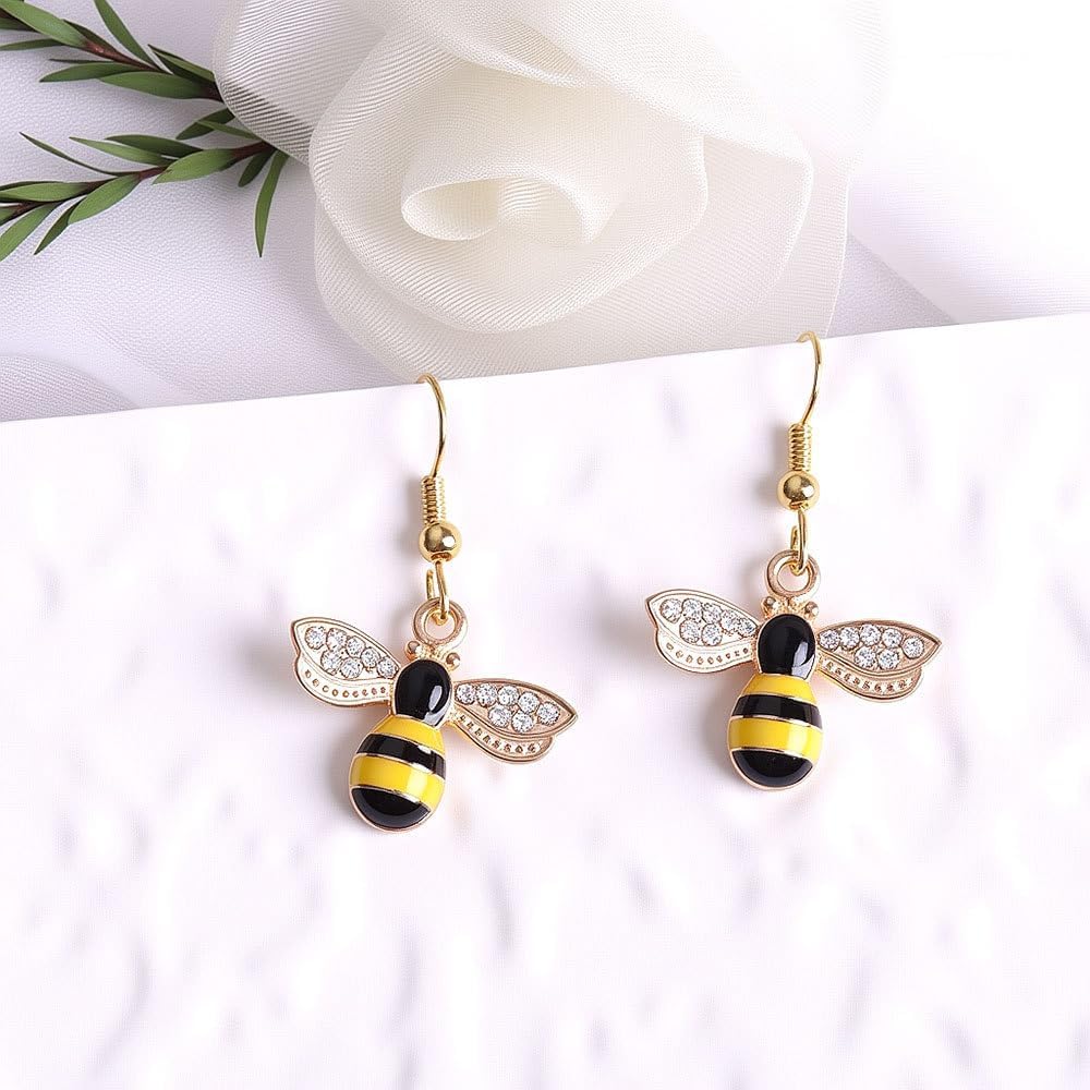 Gold Bee Earrings for Women Bumble Bee Earrings Exquisite and Cute Golden Zircon Bees Earring Jewelry - Image 5