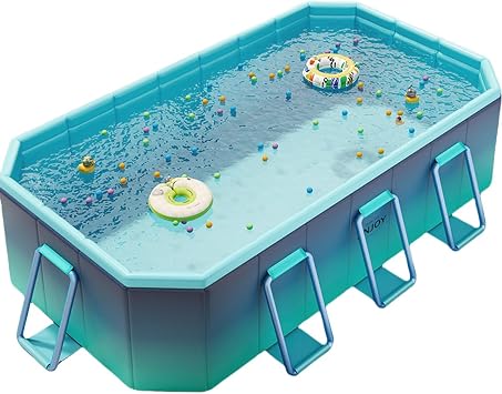 Foldable Pool, 118 Large Kiddie Pool, Non-Inflatable Kids' and Adults' Outdoor Swimming Pool, Hard Plastic Shell Portable Pool, Kid Pool for Backyard (118 x 65 x 21)