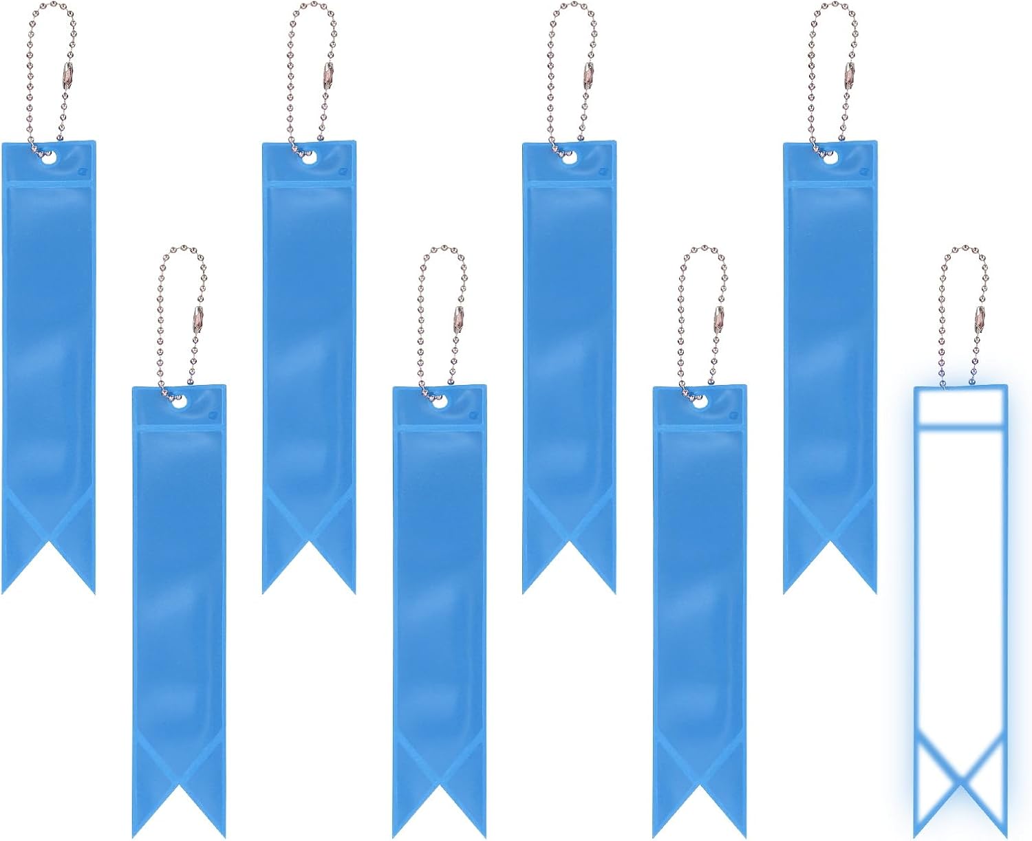 PATIKIL 8pcs Reflective Keychain, Reflective Strips High Visibility Safety Keychain Tags Lanyards Bright Zipper Pulls