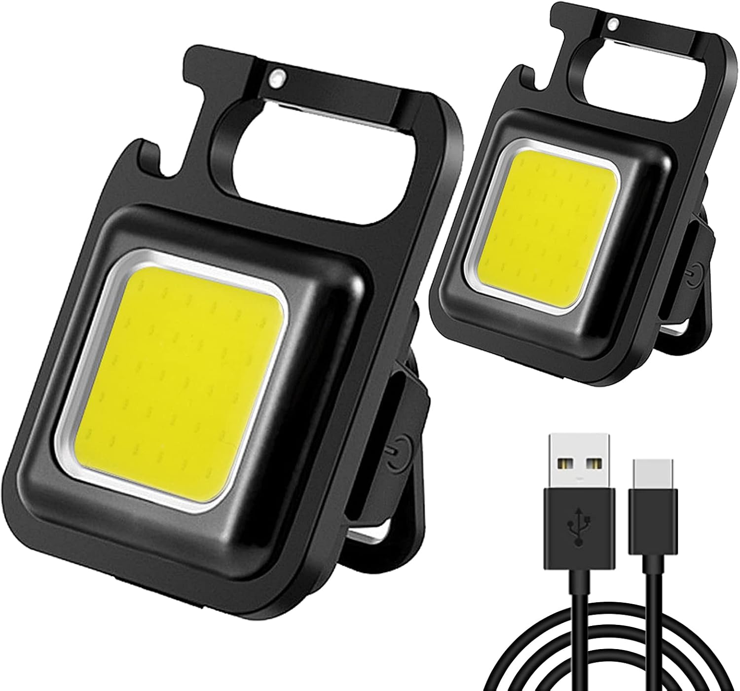 PRONORO COB Keychain Work Light, 2 Pack 800 Lumens Keychain Light Rechargeable Keychain Flashlights, 4 Light Modes Portable Pocket Light with Magnet Base for Camping, Emergency