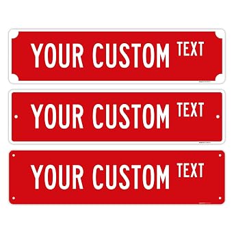 Custom Street Sign, Personalized Street Sign, Customizable Novelty Road Red with Border Sign, 18x4 Inches, ACM, Fade Resistant, Made in USA by Sigo Signs