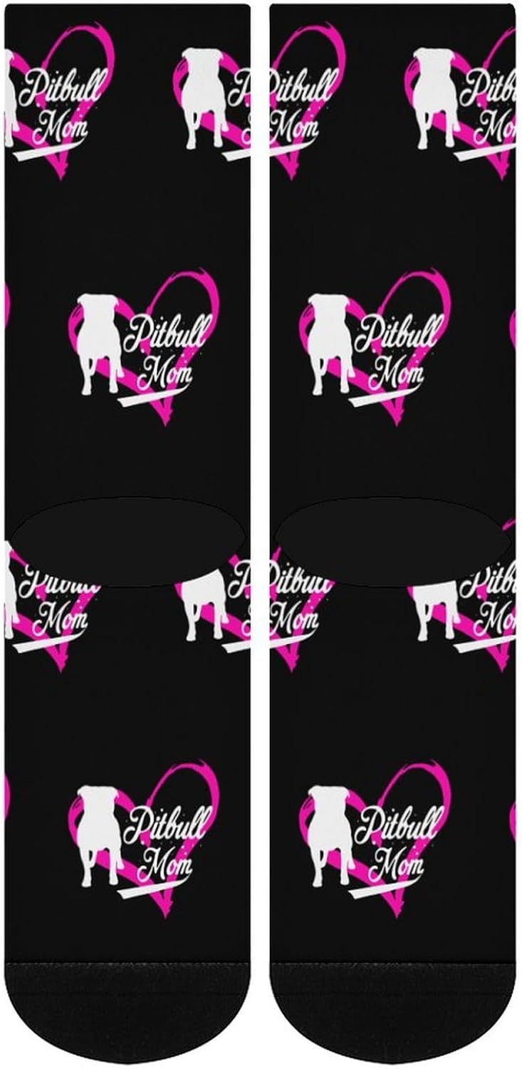 Proud Pitbulls-Mom Knee High Socks Athletic Long Stockings Sport Casual Crew Tube Sock Boot 40cm