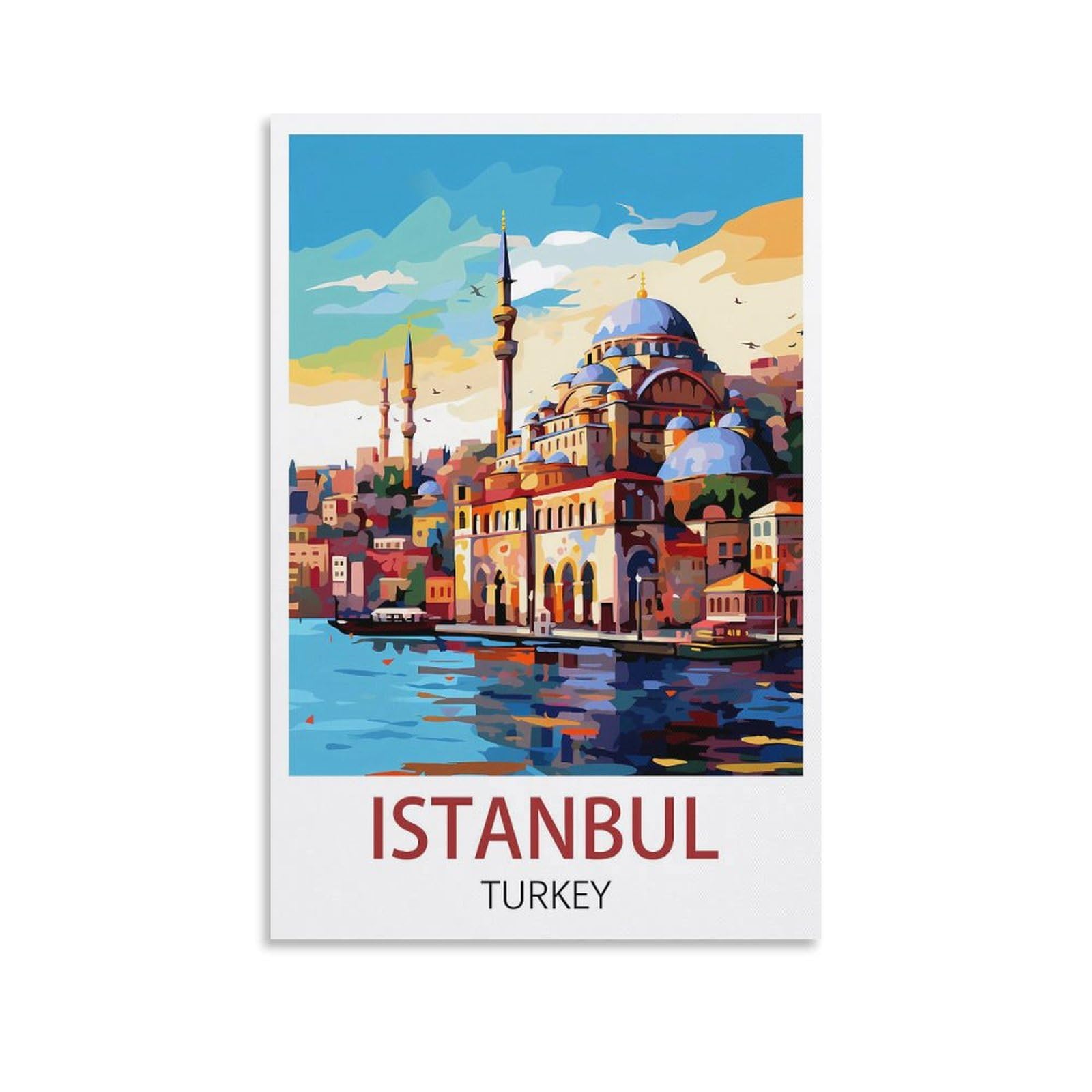 Fuudang Unframe-Style Istanbul Turkey Vintage Travel Posters 08X12inch(20X30cm) Canvas Art Poster And Wall Art Picture Print Modern Family Bedroom Decor Posters