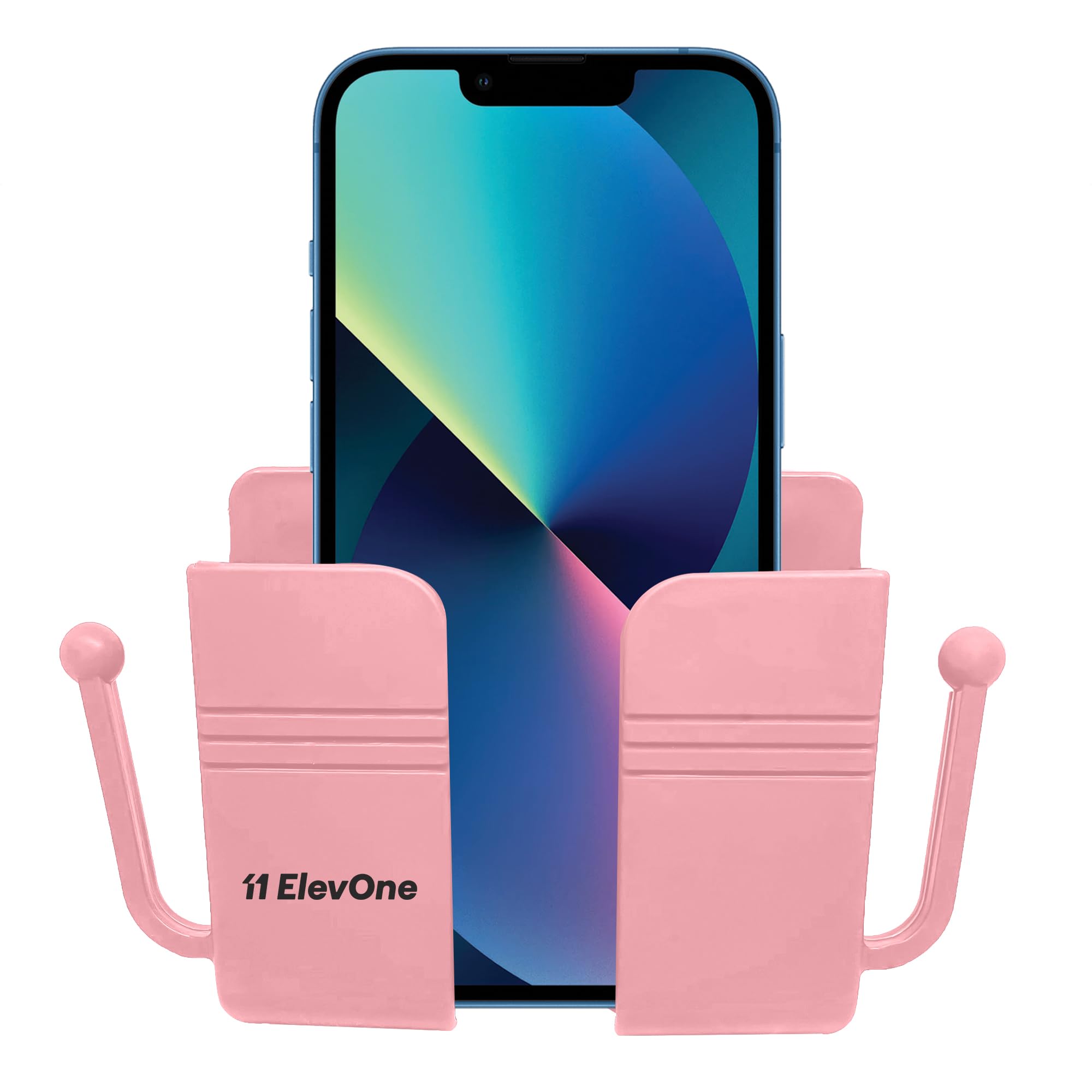 ElevOne Wall Mounted Mobile Holder Storage Case for Remote, Wall Mount Mobile Stand/Multi-Purpose Stand with Hole for Phone Charging & Key Chain Holder, Multi Purpose Accessories (EMH-1, Pink)