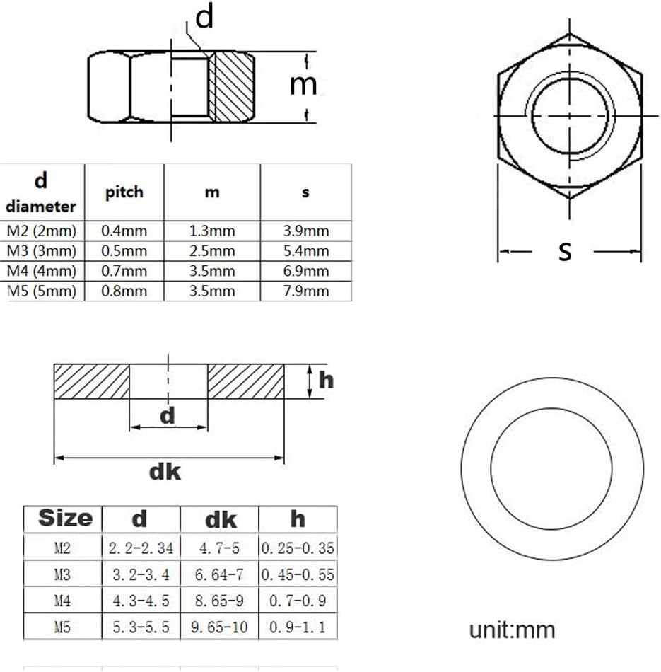 304 Stainless Steel Hex Socket Head Cap Screw M2 M3 M4 M5 M6 Machine Screw Variety Kit Set with Metric Thread and Nut Assortment(M6(1set))