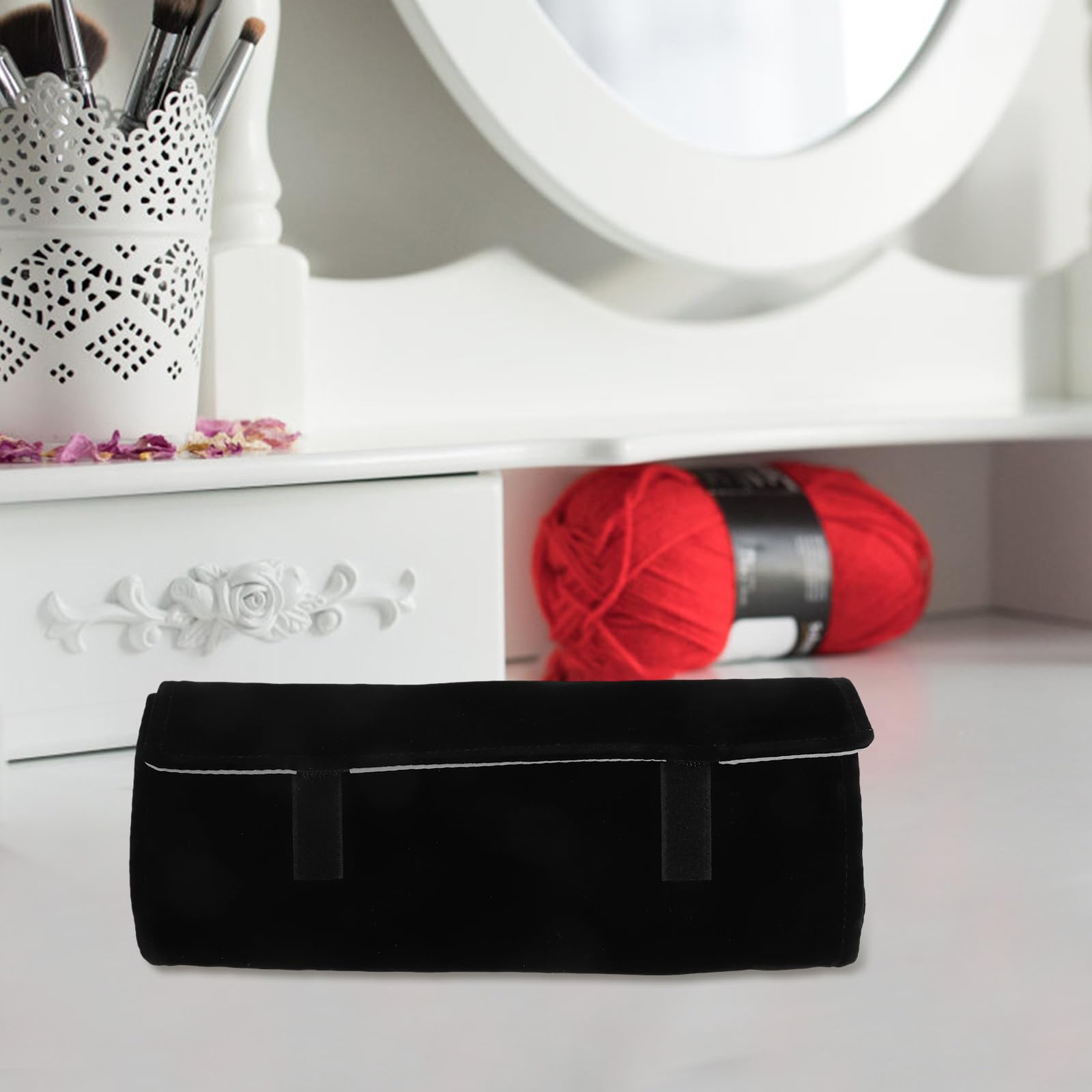 Alipis Bolsa de Rollo de Joyería de Viaje, Organizador de Joyería Plegable, Bolsa de Almacenamiento de Joyería, para Collar, Pulsera, Pendientes, Anillo (Grey)
