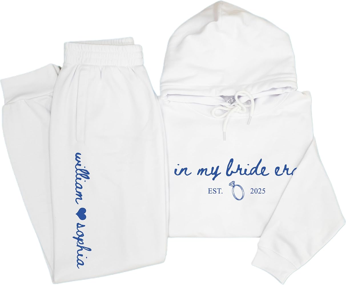 Chillever Custom Mr & Mrs Sweatshirt Set, Comfortable Lounge Sweatpants, Matching Mrs Sweatshirt and Sweatpants, Bride Statement Hoodie for Newlywed Honeymoon, Wedding, Bachelorette Party