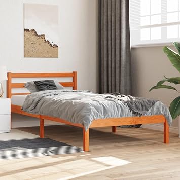 vidaXL Bed Frame without Mattress Wax Brown 75x190 cm Small Single Solid