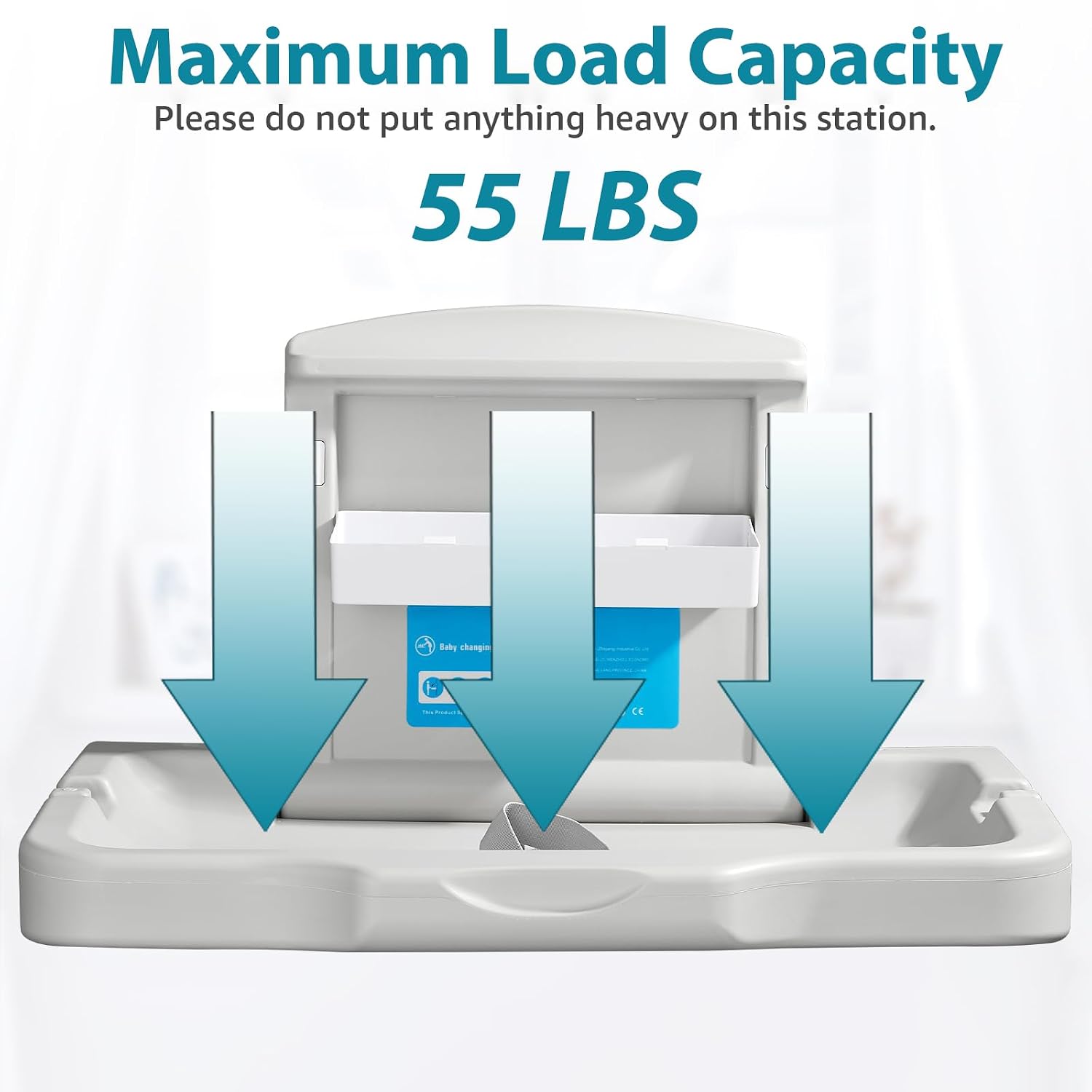 Commercial Baby Changing Station Wall-Mount: Modunful Foldable Diaper Changing Table with Safety Straps for Home/Restaurants/Hotels/Schools/Airports