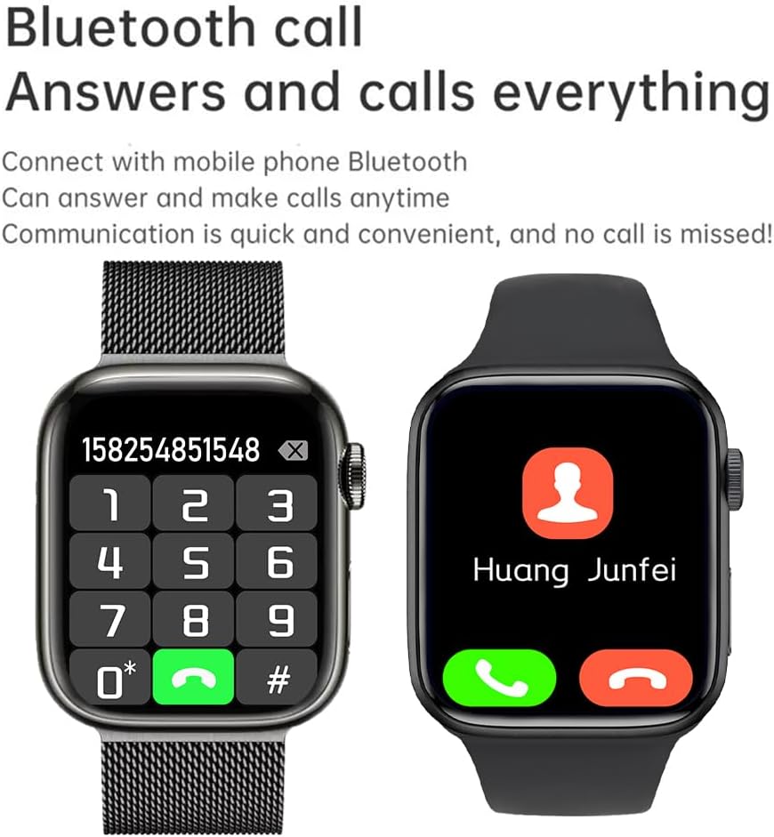 Smart Watch for Android iOS Phones Compatible iPhone Samsung, 2.09'' Fitness Activity Tracker Watch with Bluetooth Call/SMS/Sleep Monitor/Pedometer Smartwatch for Men Women with 2 Bands (Black) - Image 2