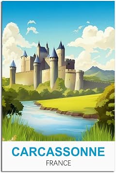 Carcassonne France Vintage Travel Posters 20x30inch50x75cm Canvas Art Poster And Wall Art Picture Print Modern Family Bedroom Decor