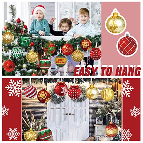 Rtteri 30 Pieces Outdoor Double Sided Lawn Decorations Christmas Hanging Ornaments Plastic Outdoor Holiday Decorations for Xmas Home Office Tree Porch Yard Decor(Classic Style) - Image 4