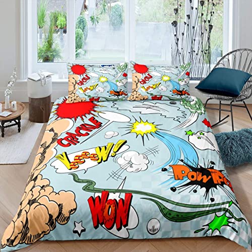 Hippie Graffiti Ensemble de Literie Hip Hop Street Culture Housse de Couette pour Enfants Garçons Images de Bande Dessinée Housse de Couette Graphique Mur Couvre-Lit Couverture Chambre Colle Cover