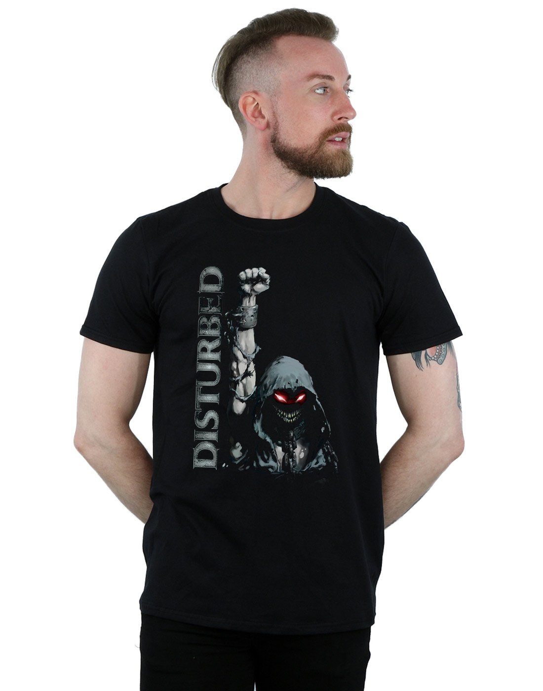 Absolute Cult Men's Black Disturbed Up Yer Military T-Shirt Medium