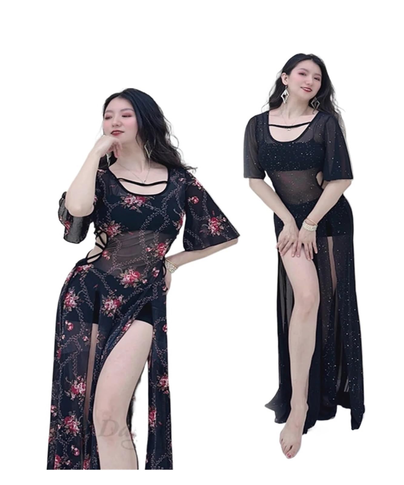 Bauchtänzerin Kostüm Kleid for Frauen Mesh Übung Kleidung Erwachsene Orientalische Tanzkostüme