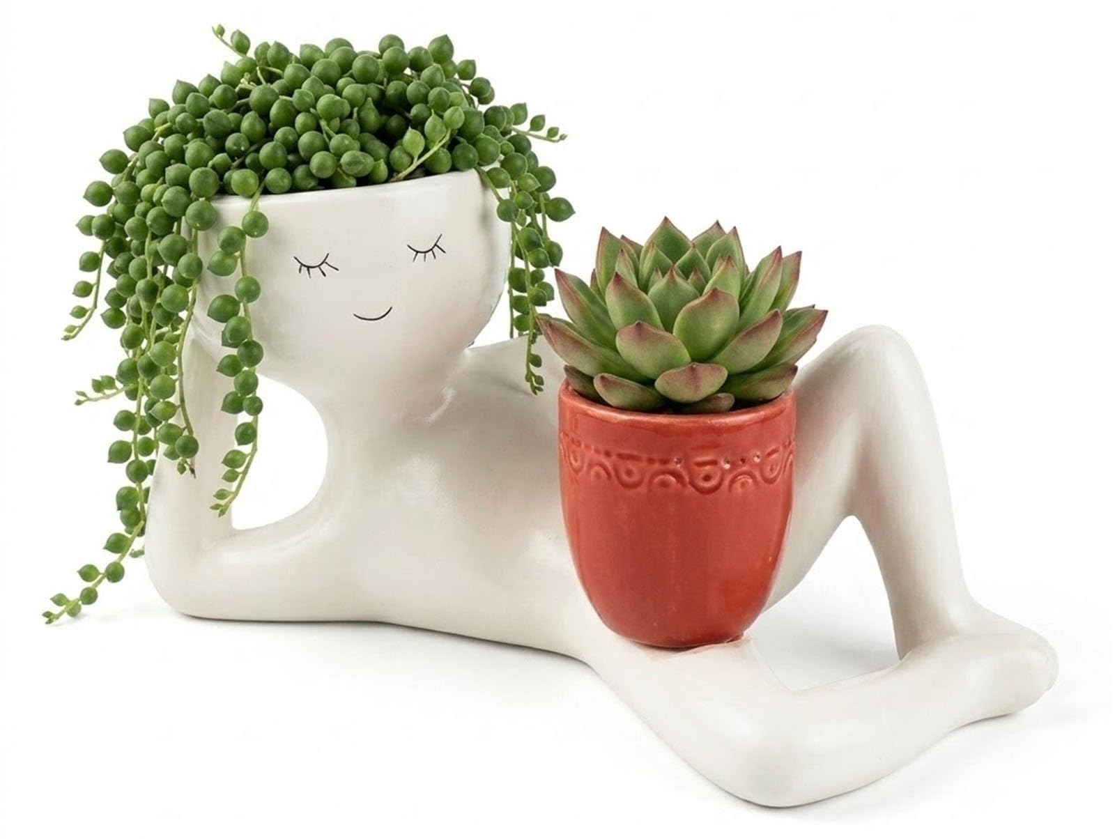 THUCHENYUC Lazy Guy Planter Pot Goofy - Relax to Sleepy, Funny Plant Pots