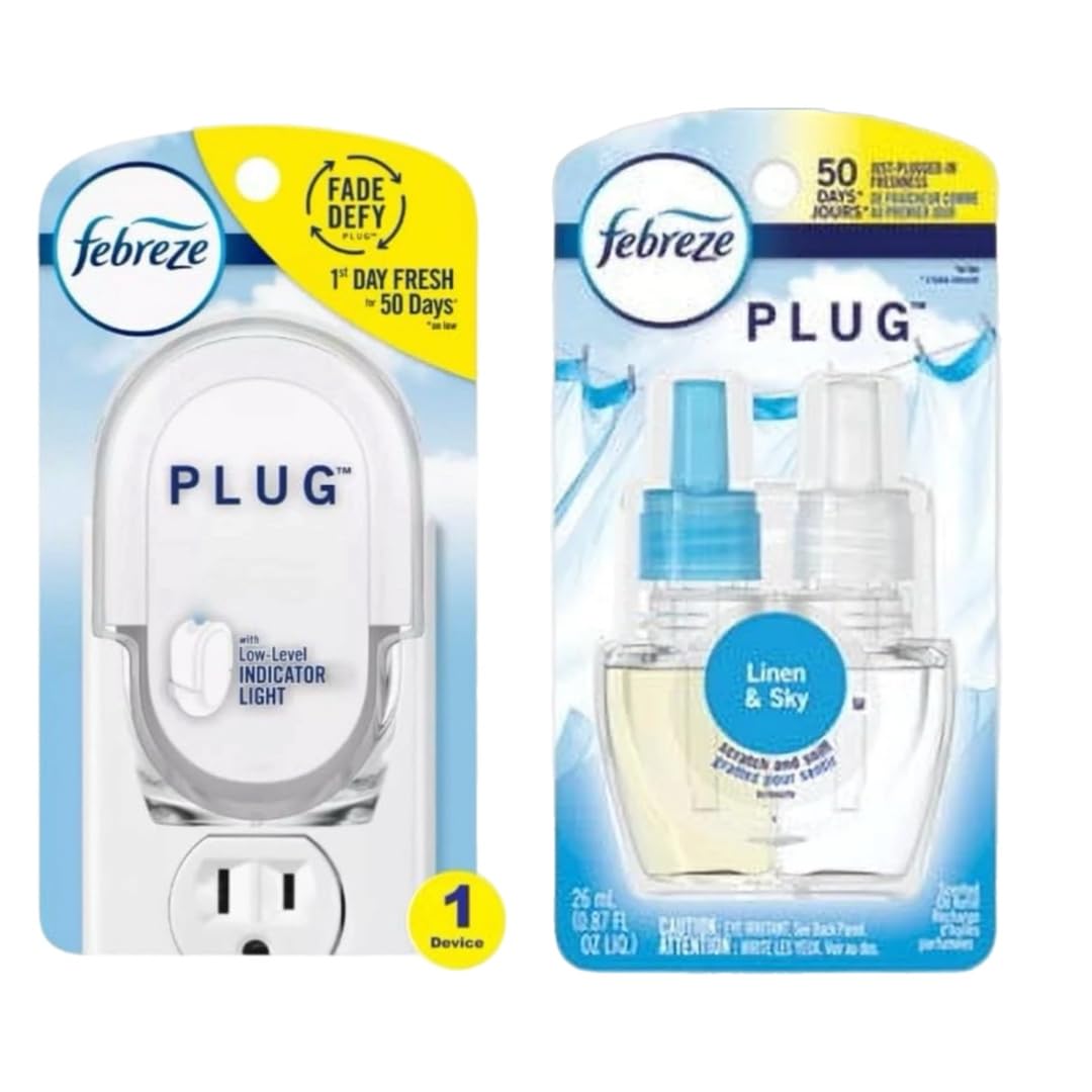 Febreze Odor-Fighting Fade Defy Plug Air Freshener -Linen and Sky 0 87 oz- 0 87 fl oz 1