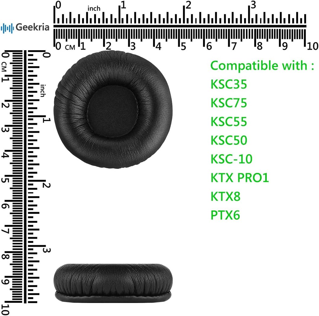 Geekria Replacement Ear Pads for Koss Porta Pro PP, KSC 35/75/ 55/50/ 10, KTX PRO1, KTX8, PTX6 Headphones Ear Cushions, Repair Parts (Black)