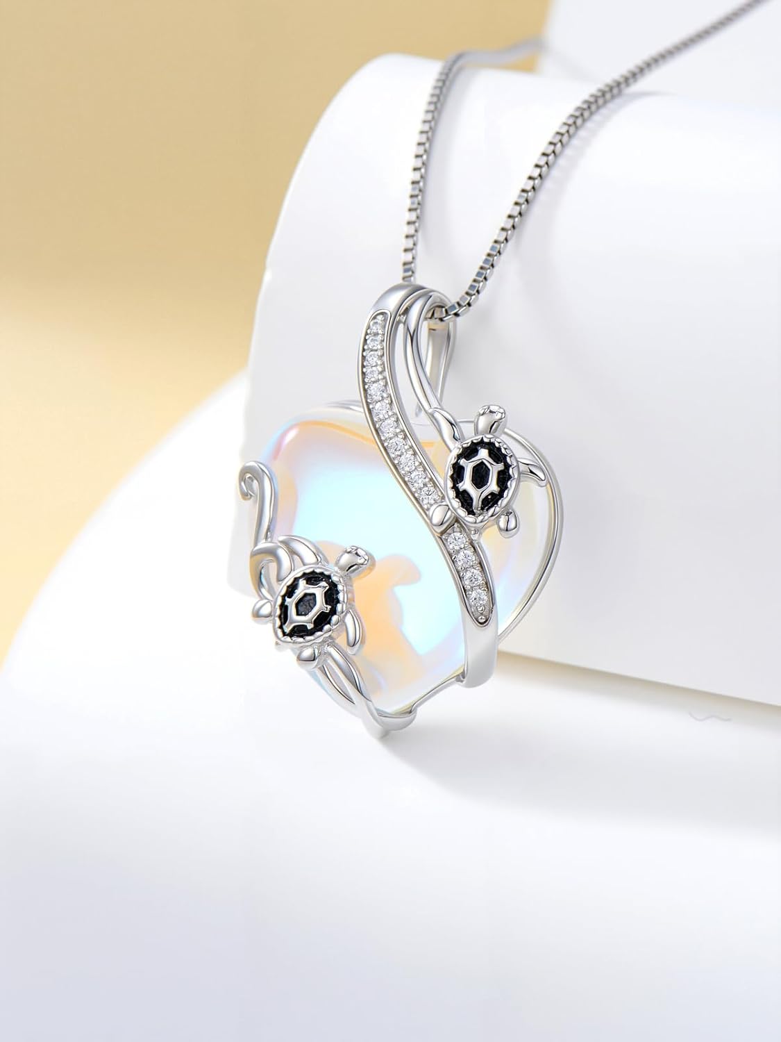 OCJ Dragonfly/Butterlfy/Turtle/Dolphin/Hummingbird/Bee/Necklace for Women Sterling Silver Moonstone Pendant Necklace Jewelry Gifts for Women Wife Girlfrined Anniversary Birthday Valentines Day Gift - Image 5