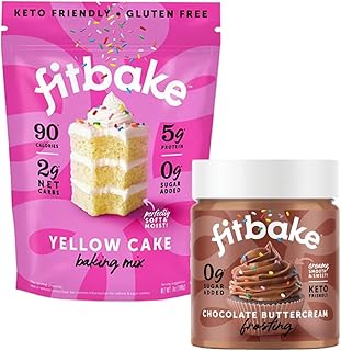 Yellow Cake Baking Mix and Chocolate Frosting | 0g to 2g Net Carbs Per Serving | Keto Friendly Low Carb Food | Naturally Sweetened Keto Snacks | Gluten Free Desserts | No Added Sugar