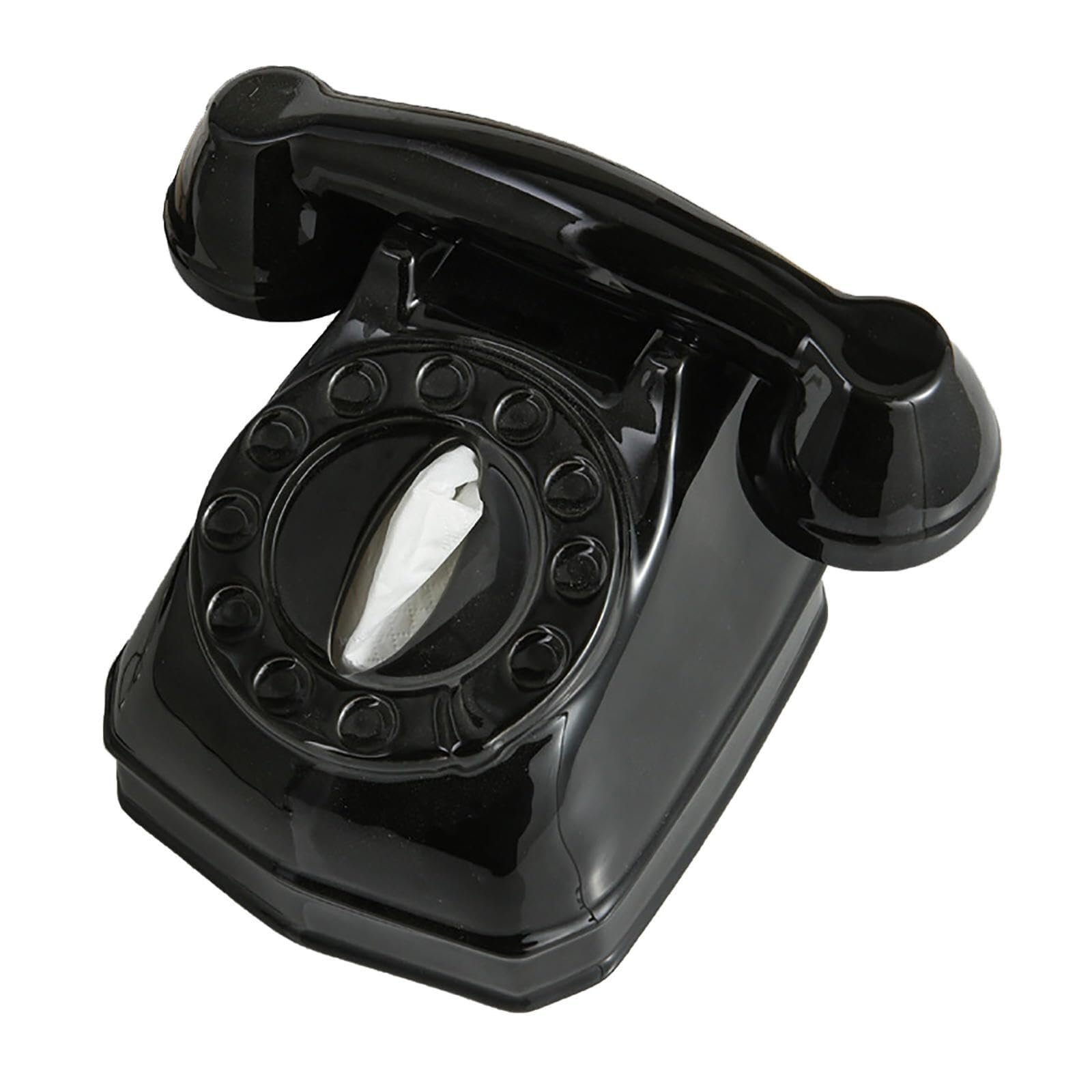 Tissue Dispenser Box Tissue Holder Telephone Modeling Creative Box Cover Apartment Must Haves(Black)