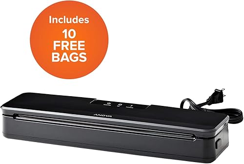 Miniatura 5 de Anova Culinary ANVS01-US00, sellador al vacío de precisión Anova , incluye 10 bolsas precortadas, para cocina al vacío y almacenamiento de alimentos.