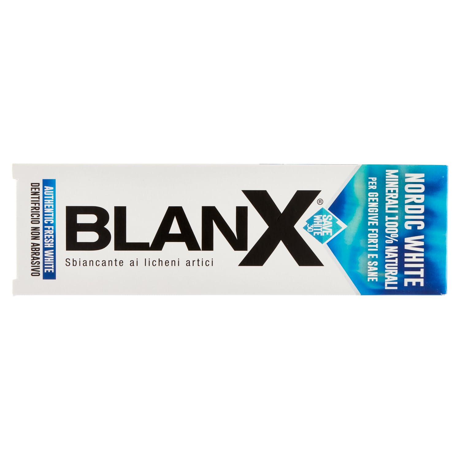 Blanx Dentifricio Sbiancante Nordic White, dentifricio sbiancante anti anti macchie, con minerali nordici naturali al 100%, freschezza istantanea da 75 ml + portachiavi Beni Culinari