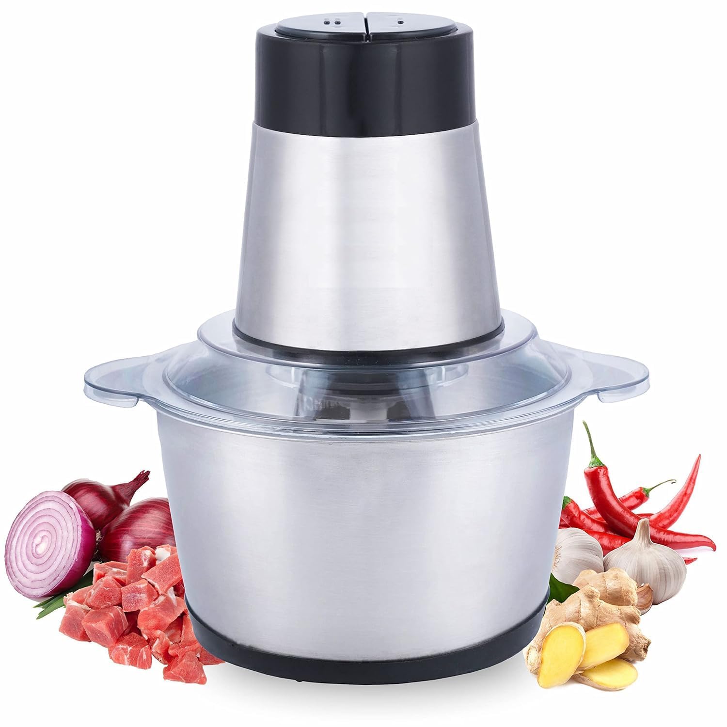 3L Electric Meat Grinder Stainless Steel Bowl Food Processor Meat Grinder Machine Kitchen Chopper Vegetable Cutter Mixer Grinder for Meat Chicken Fish Vegetable Garlic Onion-image-42