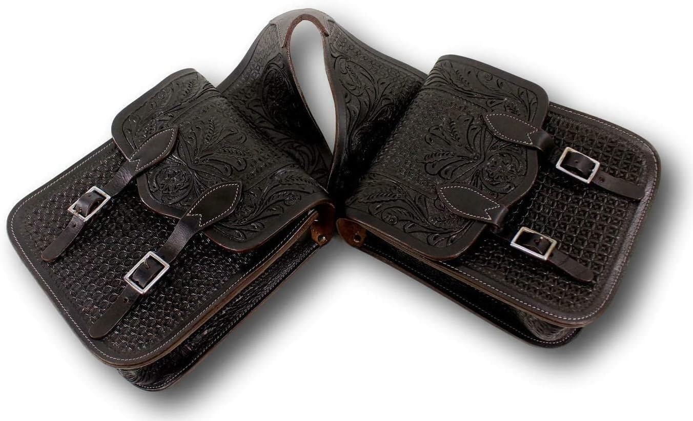 Western Leather Saddle Bag for Horse | Horse Riding Pleasure Trail Ride Suitable for Horse Riding and Barrel Racing | Saddle Bag with Adjustable Strap ||Size- medium (44)