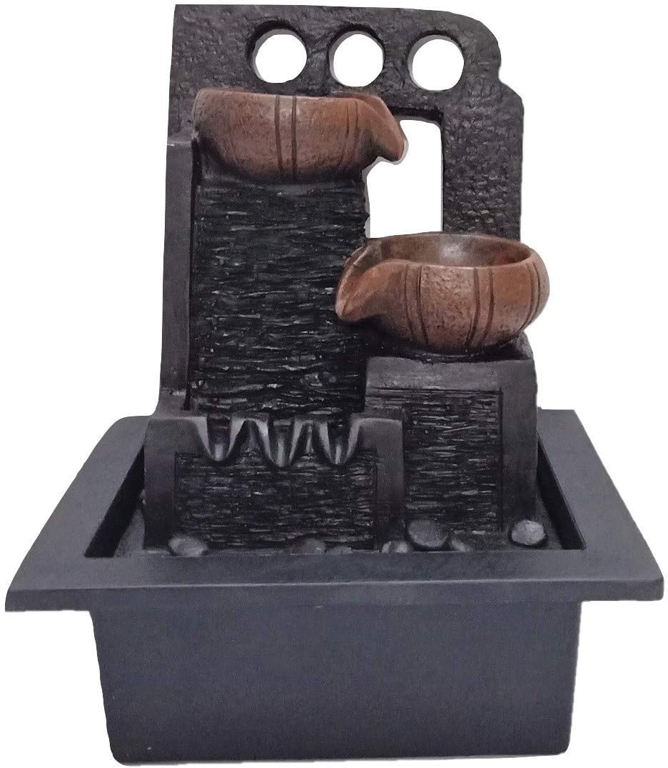 Ethnic Karigari Polyresine Beautiful and Incredible Table Top Water Fountain (28 cm X 21 cm X 18 cm)