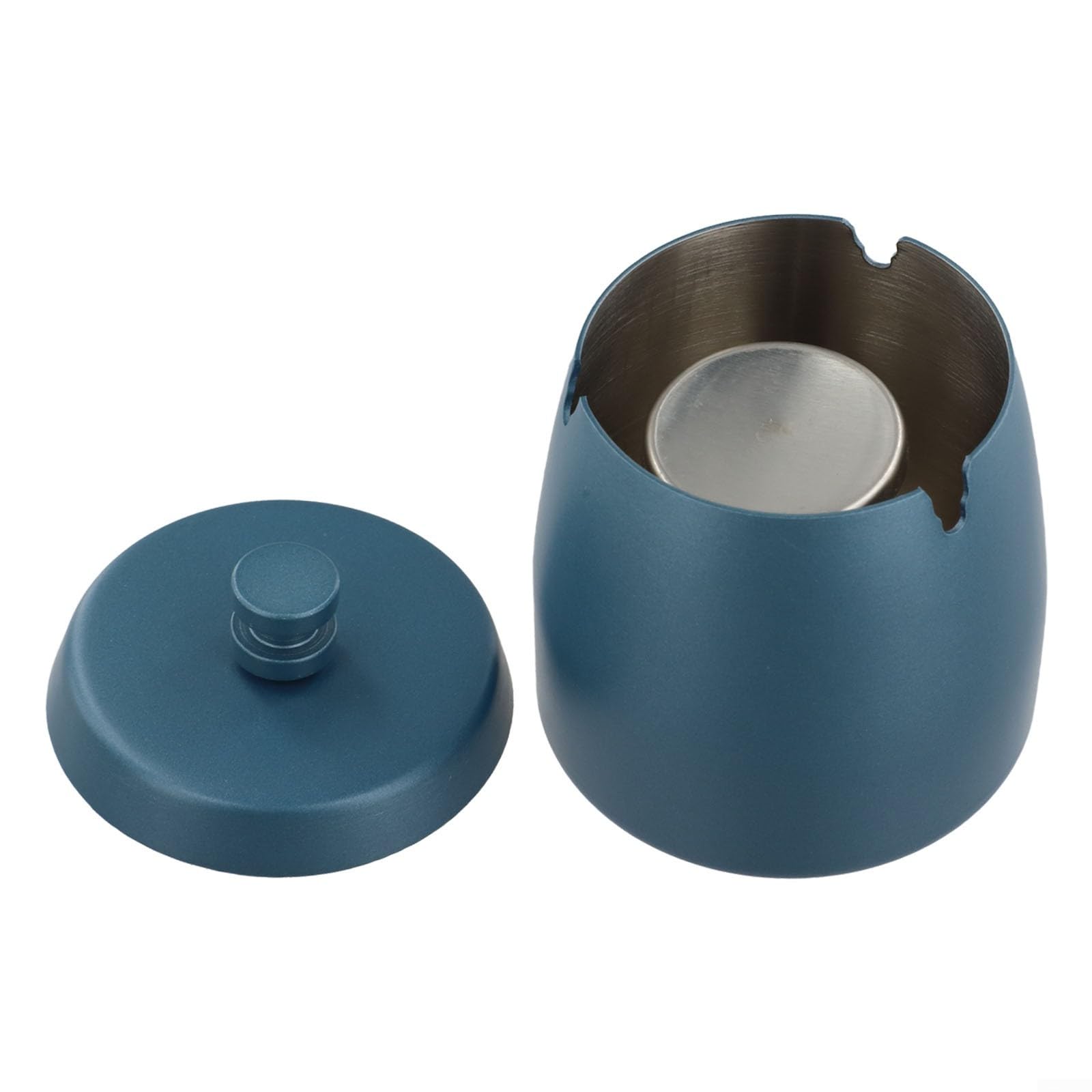 Colector de cenizas con tapa, diseño de acero inoxidable para interior y exterior (azul)