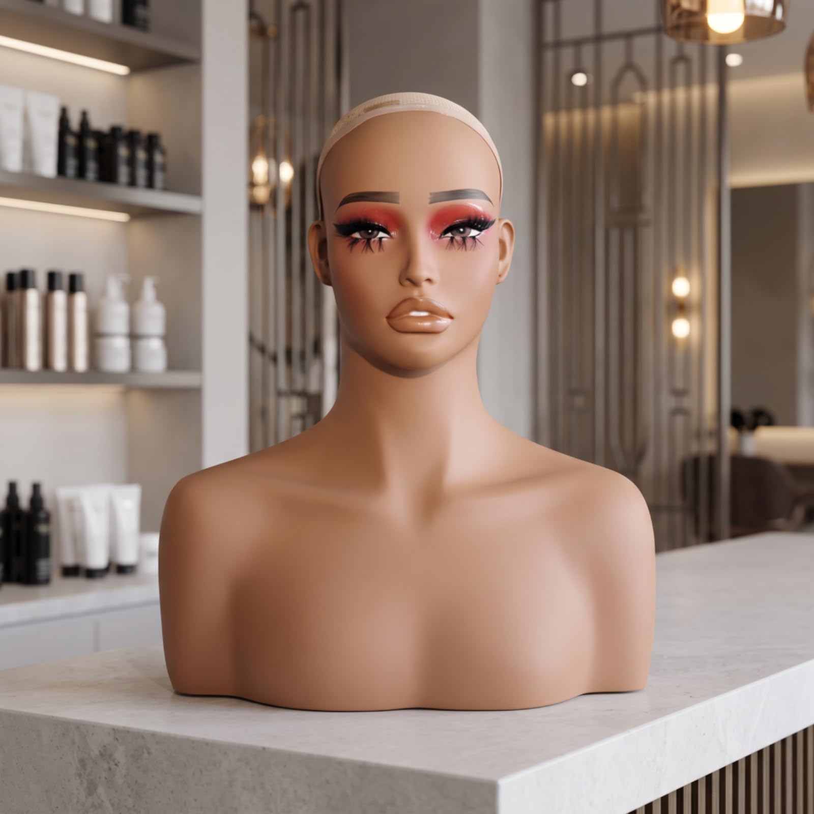 perfk Busto Expositor con Hombros Estable Busto Maniquí Cabeza Maniquí con Hombros para Peluquerías