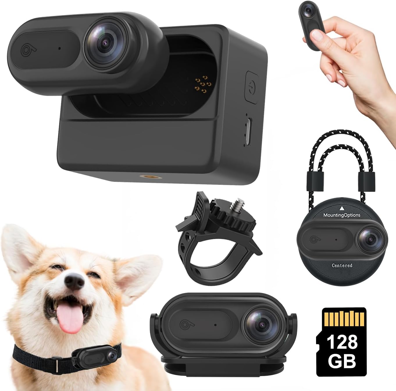 Mini Body Camera 1080P, Wearable Body Cam with 180° Rotatable Clip and Magnetic Lanyard, 2500mAh Charging Case, 128GB IPX7 Waterproof Small Body Camera for Pets, Swimming, Travel, Work (Black)