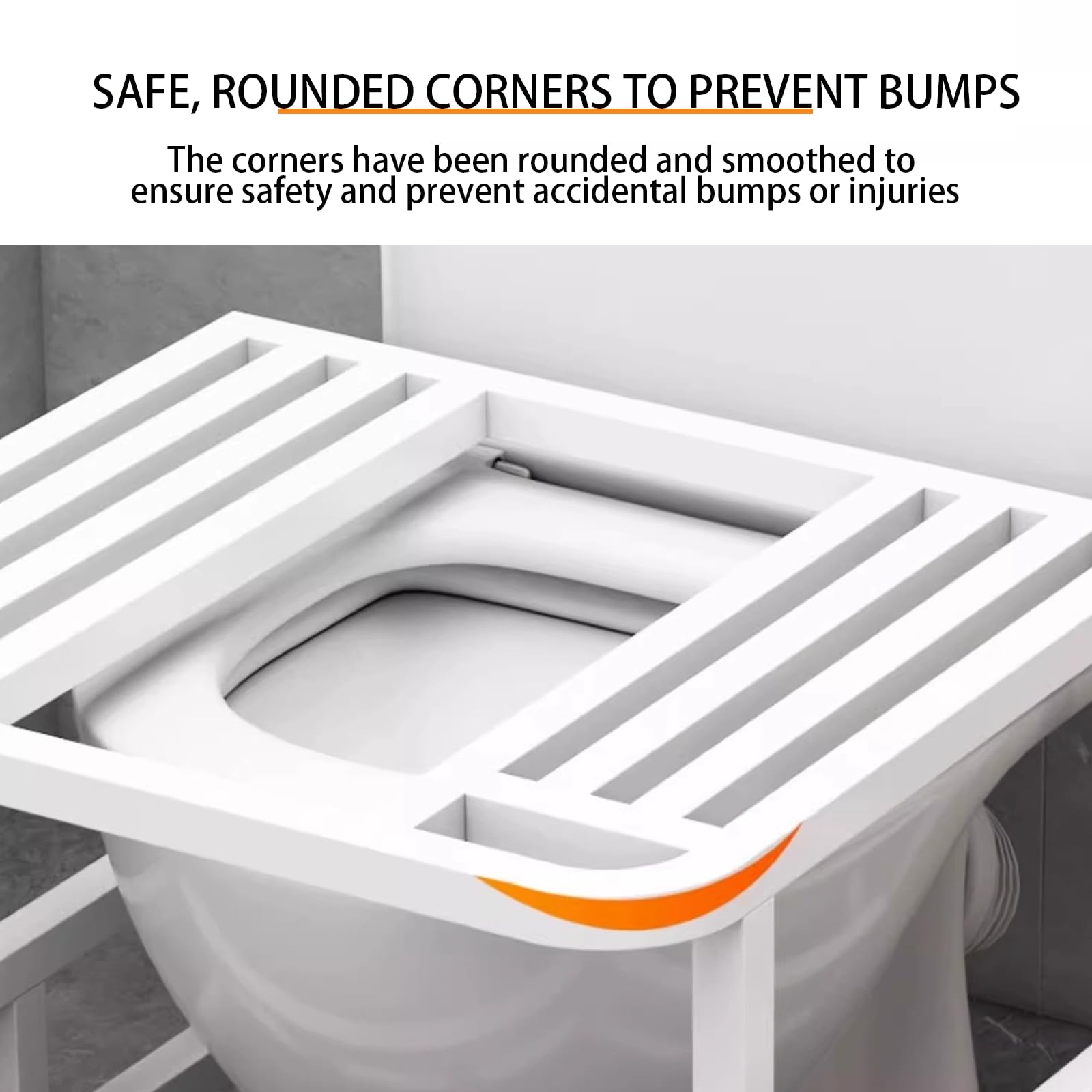 Telaio Adattatore per WC alla Turca con Poggiapiedi Rinforzato Design Ergonomico e Curvo Dotato di Cuscinetti Antiscivolo Specificamente Progettato per gli Anziani white