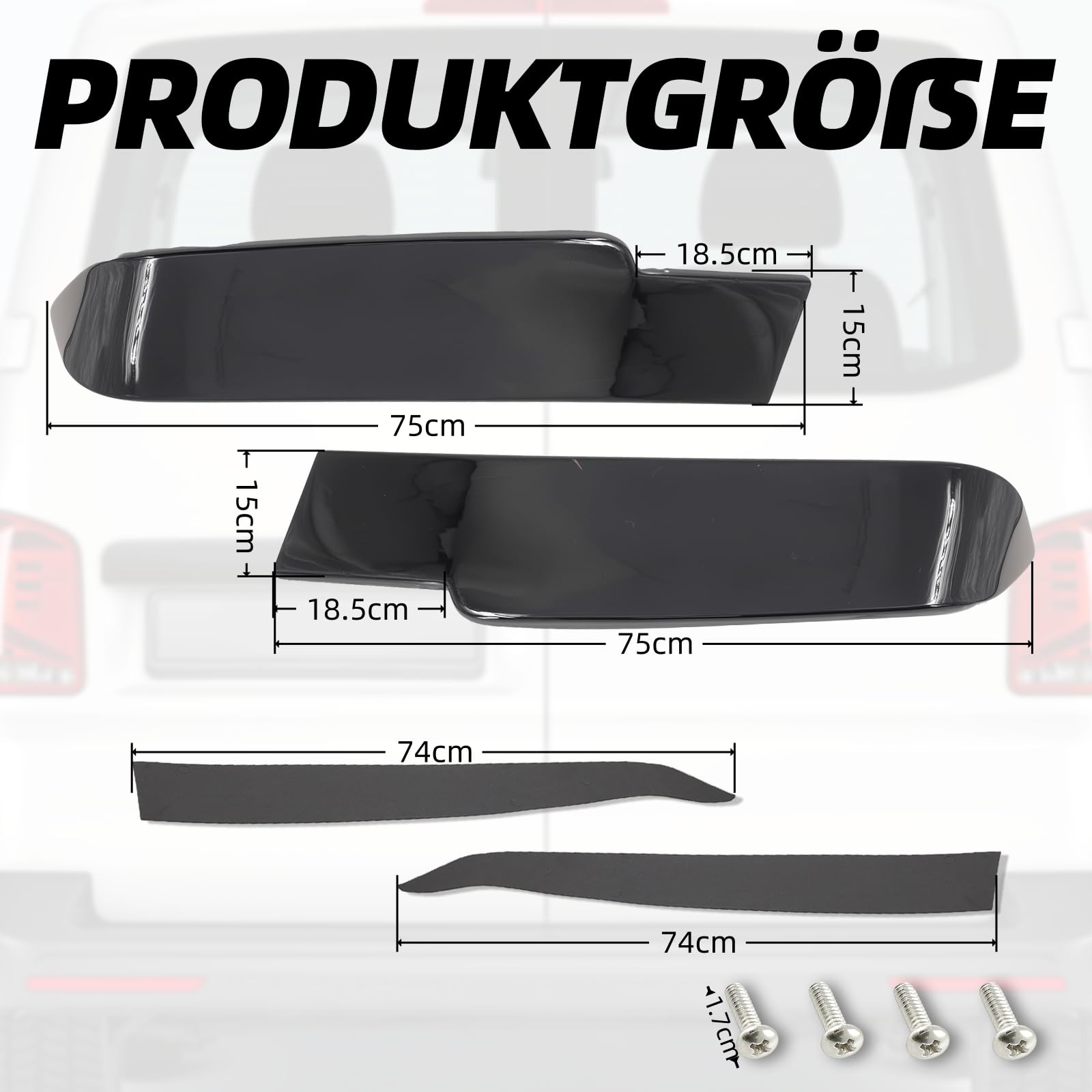 Dachspoiler Heckspoiler für VW Transporter T5 T5.1 T6 T6.1 hintere Doppel-Hecktüren in Glanzschwarz