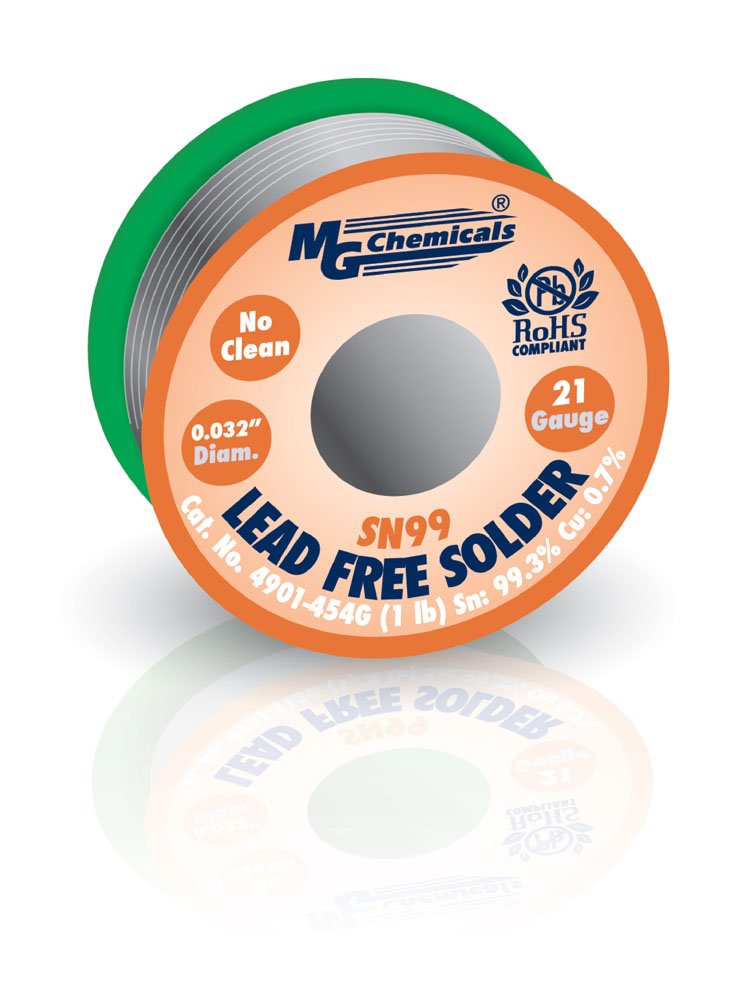 MG Chemicals - 4901-454G Sn99 No Clean Lead Free Solder, 0.032" Diameter, 1 lb Spool