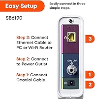 Vista 10 de ARRIS (SB6190) - Módem de cable - Módem Gigabit DOCSIS 3.0 32x8, [Consulta con tu proveedor la compatibilidad] 1 Puerto Gbps, Velocidad máxima