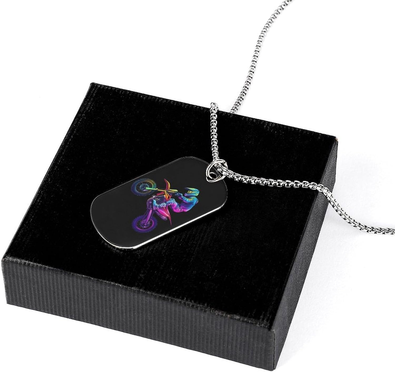 Dirt Bike-Motocross Biking Titanium Steel Necklace Adjustable Chain Pendant Stylish Jewelry image 3