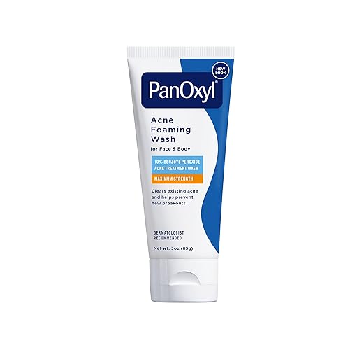 PanOxyl Acne Foaming Wash Benzoyl Peroxide 10% Maximum Strength Antimicrobial, 3 oz. - Travel Size