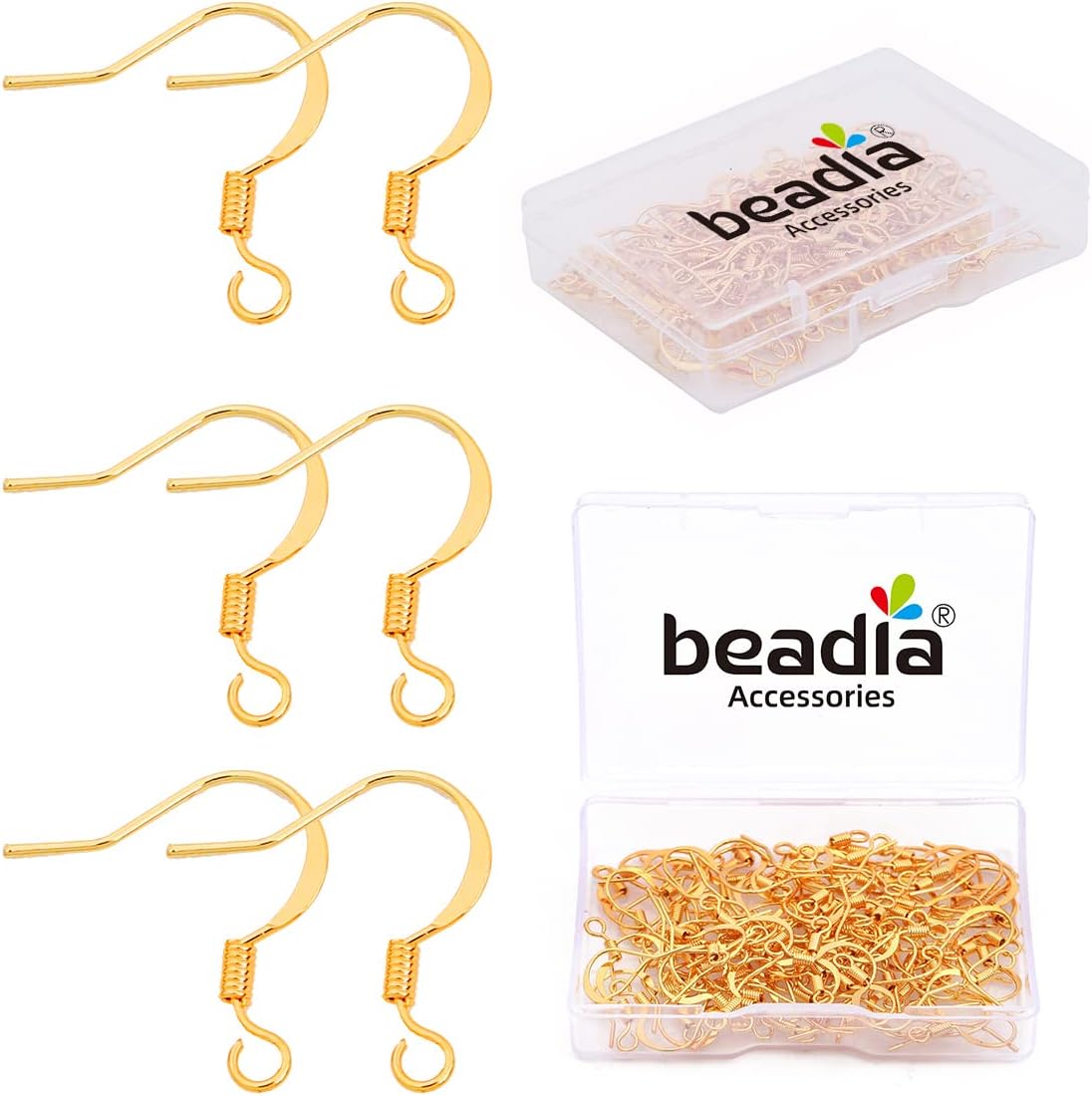 18K Gold Plated Earring Hooks 16x16mm 100pcs for Jewelry Making Findings