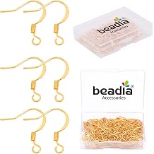 BEADIA 18K Gold Plated Earring Hooks 16x16mm 100pcs for Jewelry Making Findings