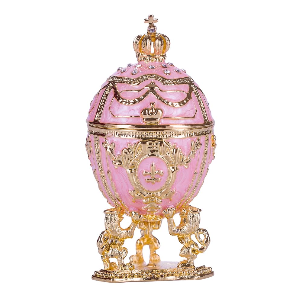 Danila-souvenirs Œuf à la Fabergé - boîte à bijoux Chemin de fer transsibérien 12,5 cm, bleu