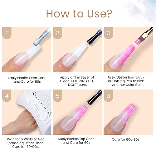 Miniatura 9 de Beetles - Esmalte de gel para brotar uñas, 0.5 onzas líquidas, esmalte de gel transparente UV LED para efecto de propagación con pinceles de arte de