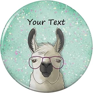 Personalized Custom Hip Llama with Glasses 1 Line Pinback Button Pin
