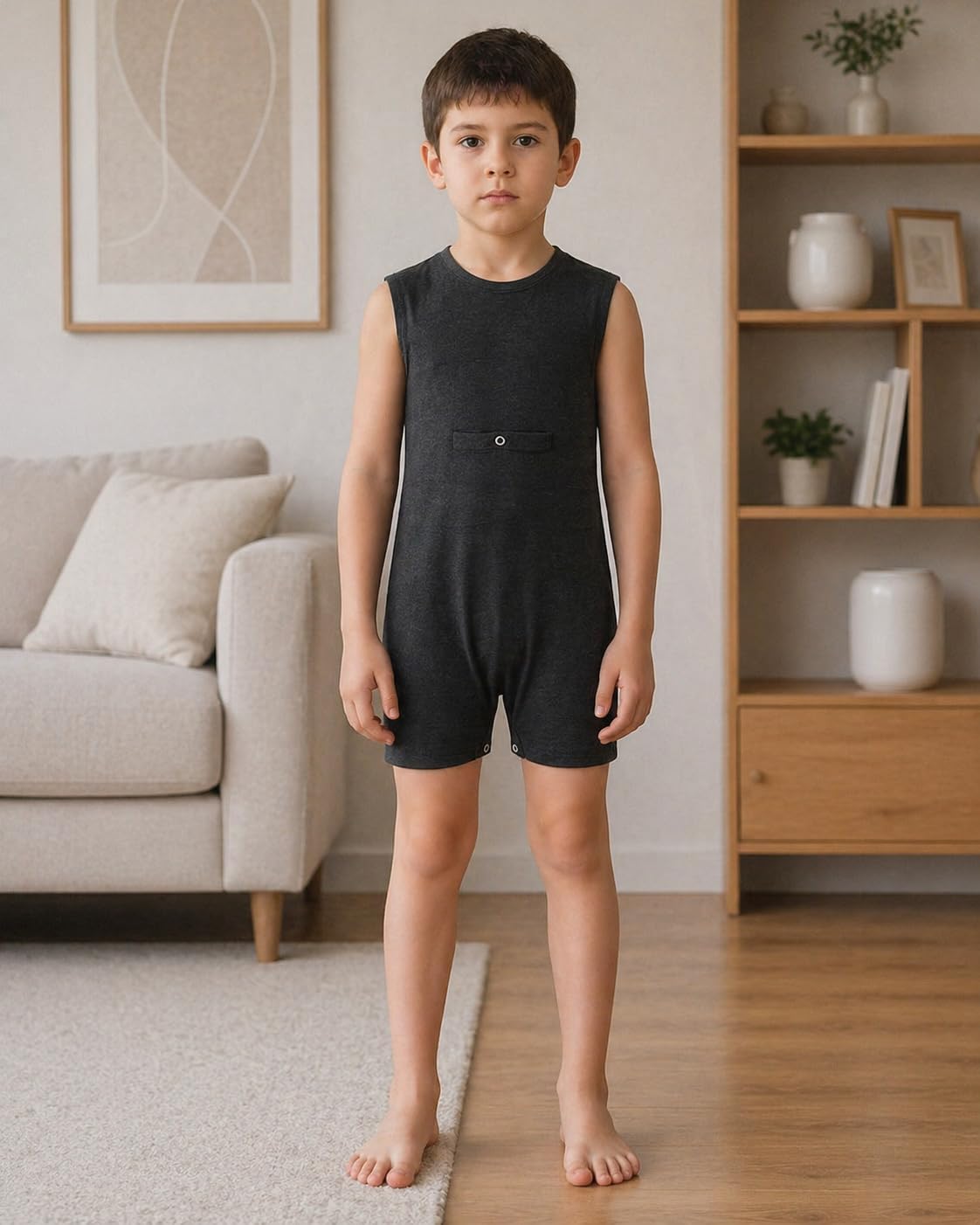 SpecialKids.Company Kaycey Adaptive Clothing Adults, Short Sleeve Popper Vest Bodysuit, Snap Crotch Closure, Soft Cotton