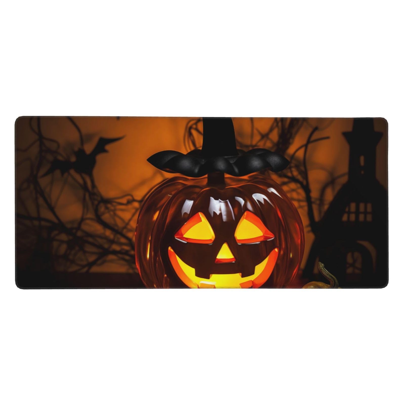 Tapis de souris bords cousus Halloween citrouille grand format 40,6 x 90,5 cm stable - 8