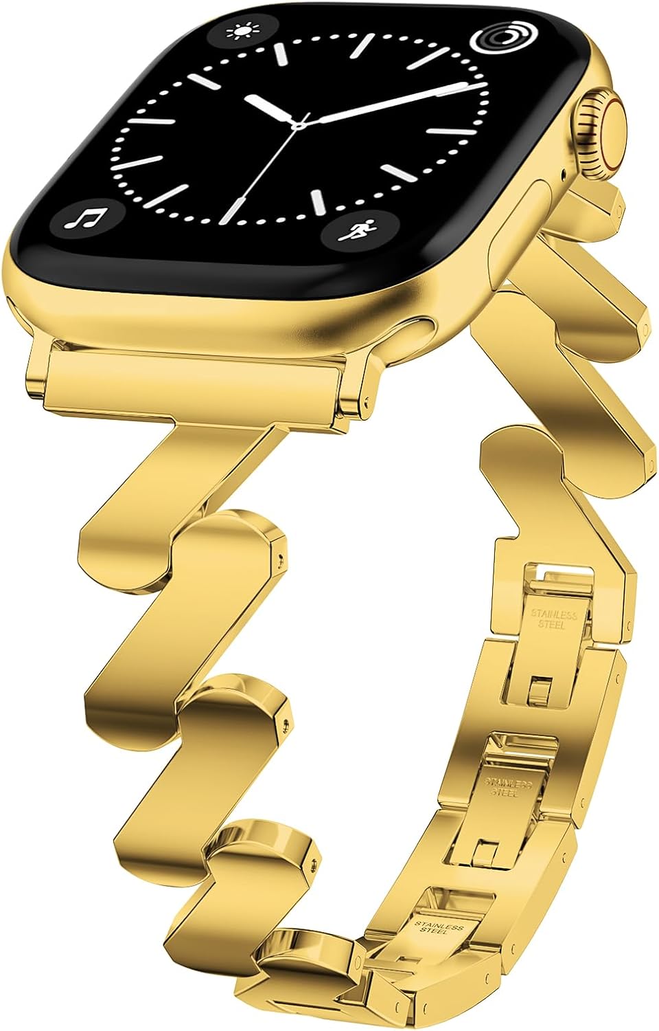 Slim Stainless Women Bands Compatible with Apple Watch 49mm 46mm 45mm 44mm 42mm 41mm 40mm 38mm, Tool-Free Adjustable Z-Link Metal Bracelet for iWatch Ultra SE Series 11-1, Fits Max 7.1" Wrists