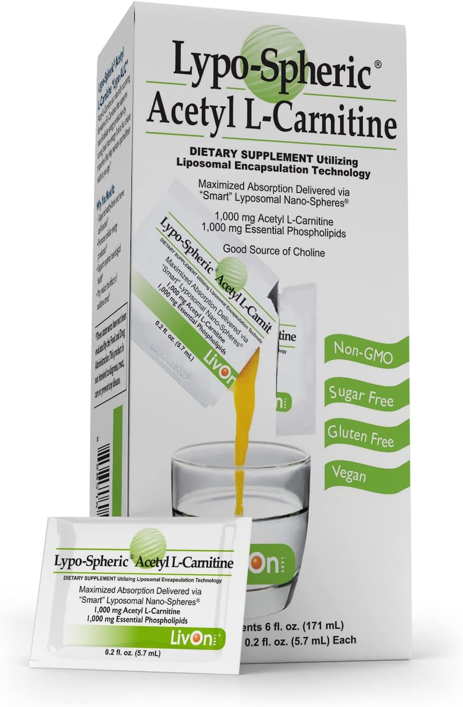 LypoSpheric Acetyl LCarnitine 30 Packets 1,000 mg