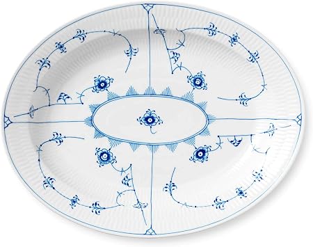 Royal Copenhagen 1017186 Blue Fluted Plain Oval Dish Plate, 14.2 inches 36 cm, Wedding Gift, Gift