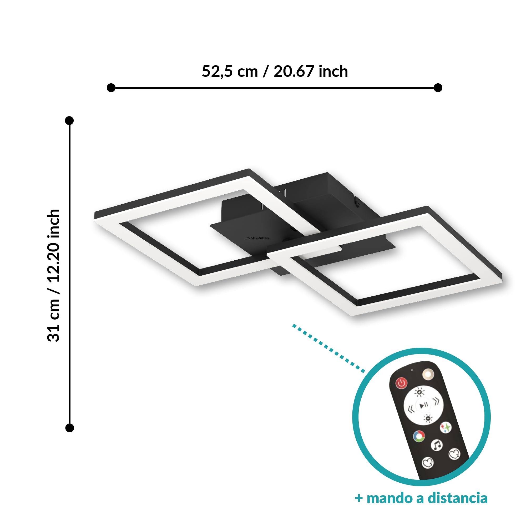 Eglo RGBIC Lámpara de techo led con diseño geométrico y efectos de luz | decoración para salón de juegos y fiestas, iluminación de techo con mando a distancia, blanco cálido y RGB, metal negro